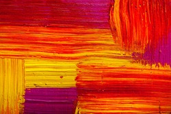 Abstract painting color texture. Bright artistic background in red and yellow