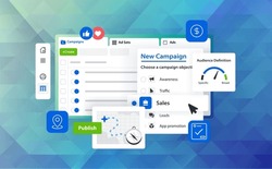 Ads Manager vector illustration concept. Marketing platform interface. Advertising cabinet of social media. Pay per click