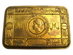 isolated christmas brass box 1914 year