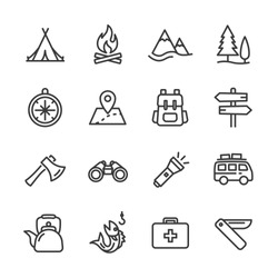 Camping activities line icon vector image