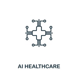 Ai Healthcare icon from artificial intelligence collection. Simple line Ai Healthcare icon for templates, web design and infographics