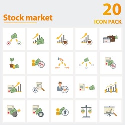 Stock Market icon set. Collection of simple elements such as the arbitrage, assets, bear market, dividend, diversification, growth stock, bull market.