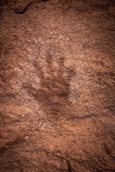 Hand Print Pictograph Close Up At Peekaboo Spring in Canyonlands National Park
