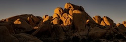 Panorama of Morning Light Along The Split Rock Loop Trail In Joshua Tree National Park