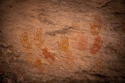 Pictograph Of Hands At Cave Spring in The Needles of Canyonlands National Park