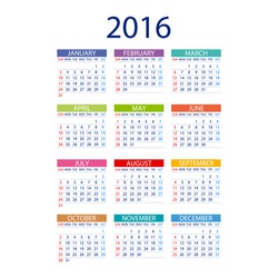 2016 calendar simple design ART vector date  template month 
