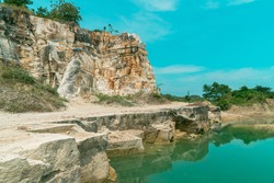 Telaga Biru, a limestone mining area that has now turned into a tourist destination