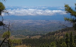 Gran Canaria, landscape of the central montainous part of the island, Las Cumbres, ie The Summits, view north east towards Las Palmas
