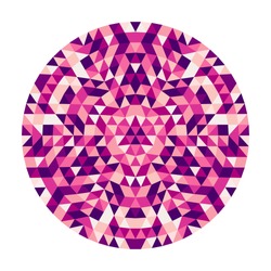 Round abstract geometric triangle kaleidoscopic mandala design symbol - symmetric vector pattern art from colored triangles