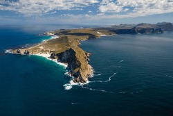An aerial view of Cape Point and the Cape of Good Hope. Cape Town. Western Cape. South Africa
