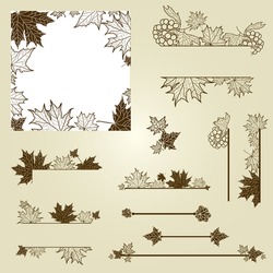 Vector set of vintage design elements with leafs (from my big 