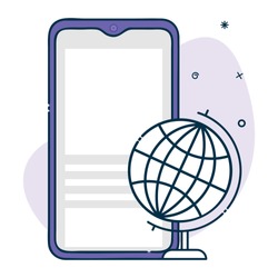 vector smartphone icon with globe icon