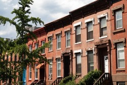 Row of Beautiful and Colorful Old Homes in South Slope Brooklyn of New York City
