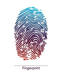 Color fingerprint symbol shape.Fingerprint. Abstract vector fingerprint icon Biometric security sign. Cyber security concept. Interface button