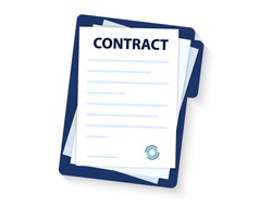 Contract signing. Contract agreement memorandum of understanding legal document stamp seal, concept for web banners, websites, infographics. Contract icon agreement pen.