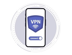 Mobile VPN service concept. Phone with secure VPN connection concept. Virtual private network. Cyber security, secure web traffic. Internet security software. Protect personal data in smartphone