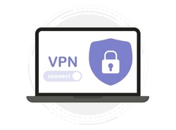 VPN service. Laptop with secure VPN connection concept. Virtual private network. Cyber security, secure web traffic, data protection. Internet security software for computers