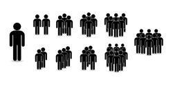 Set of people icons in flat style. Crowd. Group of people - icon. Company or team person