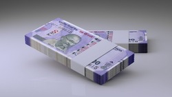 Indian Rupee 100 Currency Note Bundles - 3D Illustration
