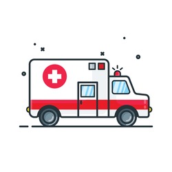Ambulance Icon Design Illustrations Cartoon Style Suitable eb Landing Page, Banner, Flyer, Sticker, Wallpaper, Background