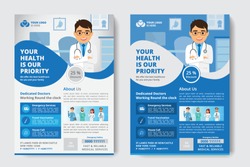 Medical Flyer poster pamphlet brochure cover design layout background, two colors scheme, vector template in A4 size - Vector - Vector