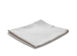 Kitchen towel isolated on white. Folded cloth.Food serving design element. Square napkin top view.