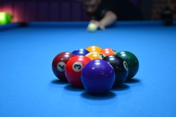 Photos of pool table with 9-ball set-up
