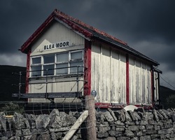 Blea Moor Railway Signal box on the Settle to Carlisle railway. Located at Ingleborough, in the Yorkshire Dales National Park. This is the most remote signal box on the railway