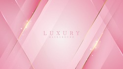 Luxury golden line background pink shades in 3d abstract style. Illustration from vector about modern template deluxe design.