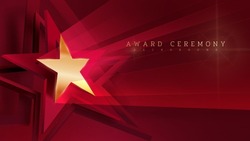 3d golden star with light ray effect element and glitter glow decoration. award ceremony background.