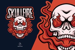 fire skull mascot esport logo illustration for game team