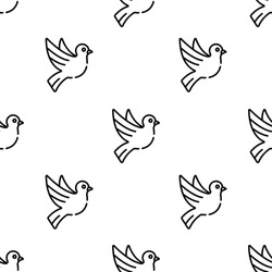 dove icon pattern. Seamless dove pattern on white background.