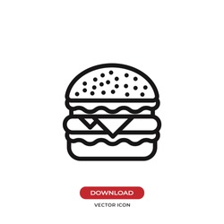 Burger icon vector. Hamburger,cheeseburger symbol.