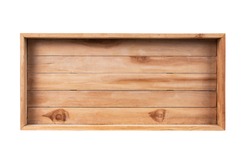 Top view empty wooden crate isolated on white background.