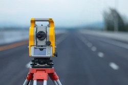 Theodolite in construction,Land surveying and construction equipment,
Survey equipment in construction