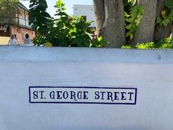 A sign for St. George street in St. Augustine, Florida.