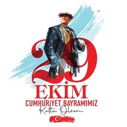 Vector illustration Atatürk's on typographic design. 29 Ekim Cumhuriyet Bayramımız kutlu olsun. (translate: Happy 29th October our Republic Day)
