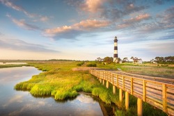 Part of the beautiful Cape Hatteras National Seashore, the Bodie Island Lighthouse is an Iconic Lighthouse of Nags Head Outer Banks North Carolina. This incredible stretch of coastal barrier islands a
