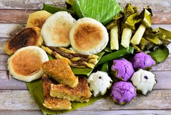 Cebuano Delicacies: A Flat Lay of defferent Cebuano Delicacies, from Biko ,Budbud ,Puto and Bibingka