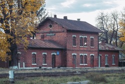 Old train station in Romania during autumn season