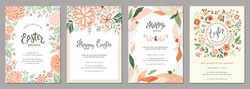 Trendy floral Easter templates. Good for poster, card, invitation, flyer, cover, banner, placard, brochure and other graphic design. Vector illustration.