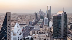 Kingdom of Saudi Arabia Landscape by day - Riyadh Tower Kingdom Center - Kingdom Tower - Riyadh skyline - Riyadh by day