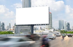 Billboard mockup outdoors, Outdoor advertising poster on the street for advertisement street city. With clipping path on screen.