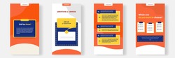 Social media faq, question, answer stories banner layout template with geometric shape background and bubble message design element in orange yellow white color. Vector illustration