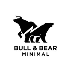 Bear and bull vector logo design players on Exchange and traders on a stock market