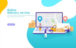 Online delivery service concept, online order tracking, can use for, landing page, template, ui, web, mobile app, poster, banner, flyer