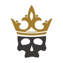 skull head wearing gold crown vector design
