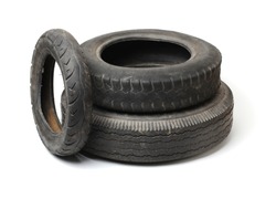 Old tire on white background