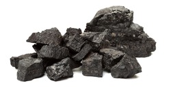 Coal pile photo on white background