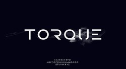 Torque, an abstract technology futuristic scifi alphabet font. digital space typography vector illustration design	
